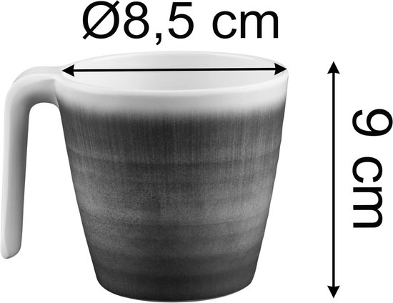 Melamine Mokken Set - Aardewerk Look Bekers - Kampeer Servies - Stapelbaar BPA-vrij - 350 ml Inhoud - Blauw — afbeelding 4