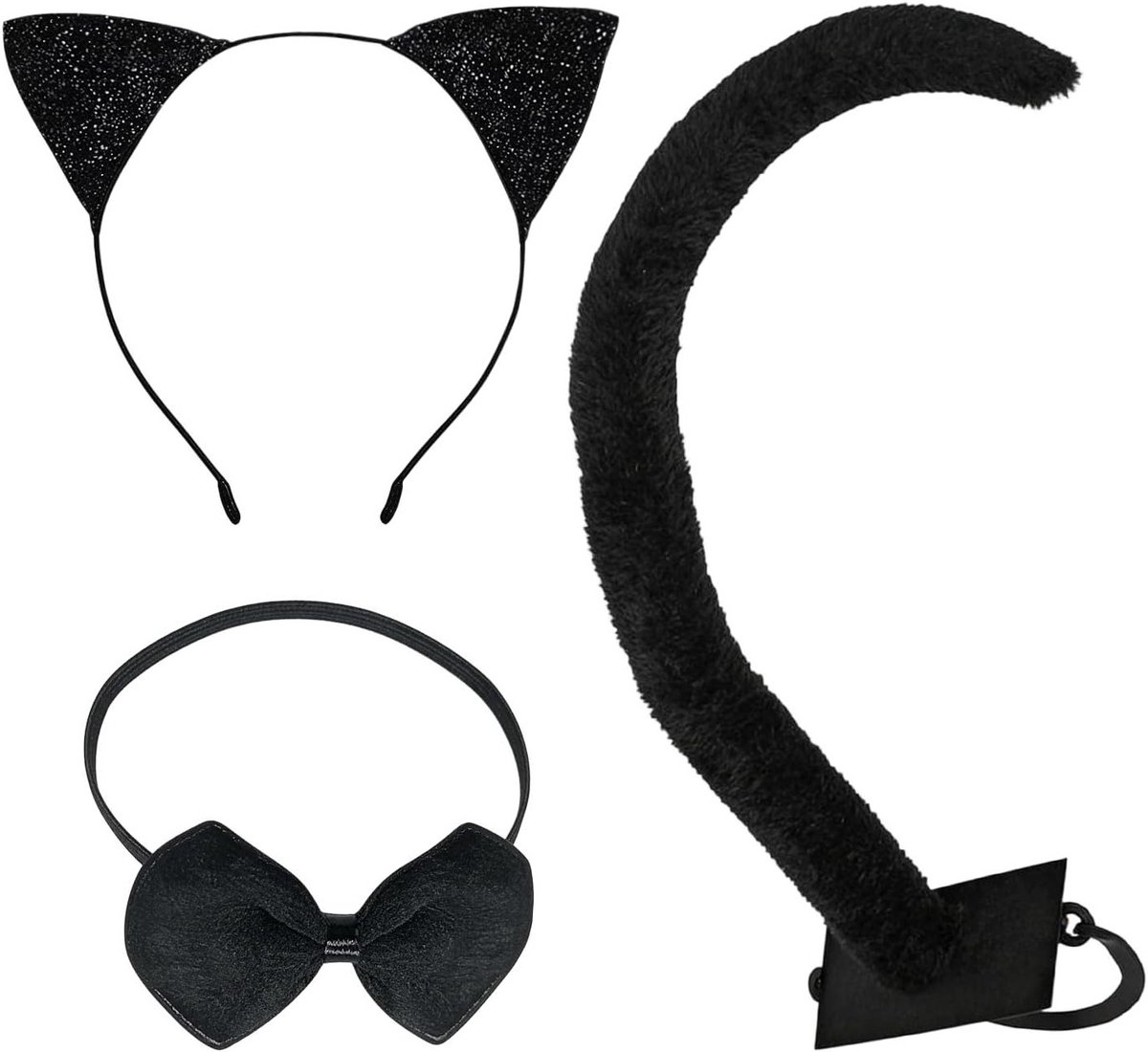 Elegante Dameskat Kostuum met Staart, Kraag en Kattenoren - Sexy Kostuum voor Carnaval, Halloween en Feestjes