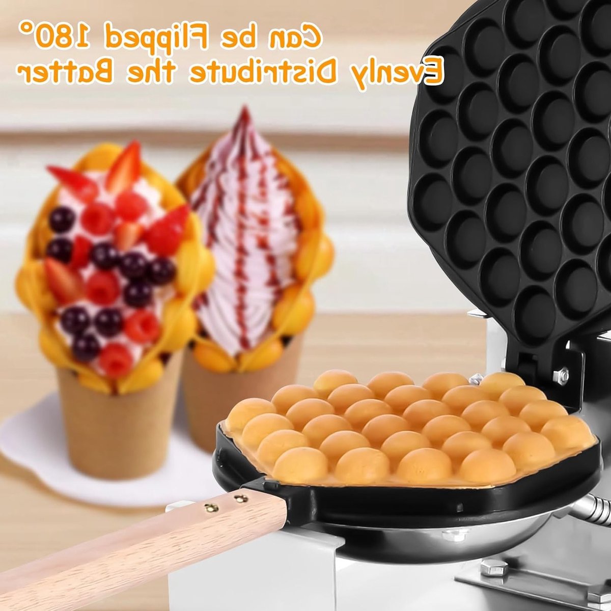 Dailygoods - Wafelijzer - Anti-aanbak Bakvorm - Ideaal voor Ei Bubble Wafels - Roestvrij Staal - Compact en Duurzaam - Thuis en Commercieel Gebruik - — cadeau in Cadeau-ideeën - foto 8