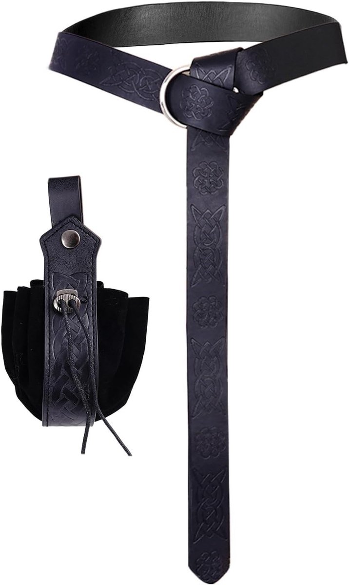Medieval Kledingaccessoires voor Halloween - Robuuste Vikingriem met Zwaardhouder en Trekkoordtas voor Piraten en Heksen Cosplay