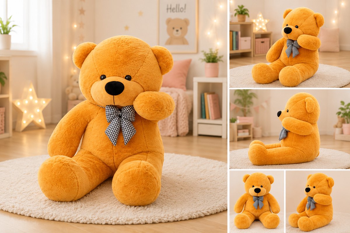 Grote oranje Knuffelbeer 180 cm - Hele grote Teddybeer 180 cm