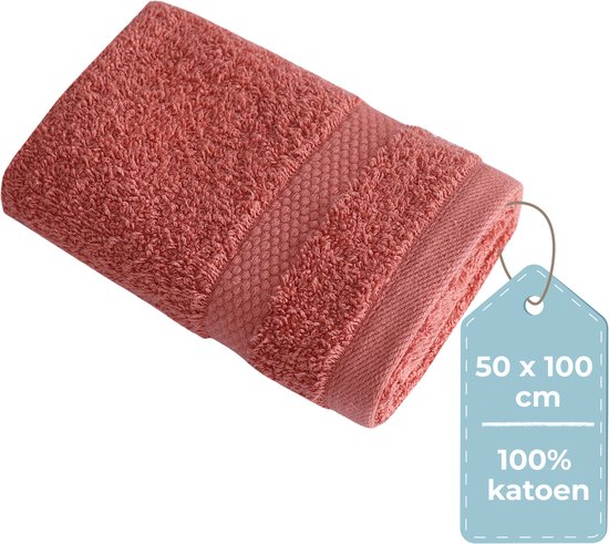 HUSH Living Handdoek - 50×100 cm - 100% katoen - zware kwaliteit 500g/m2 - Koraal