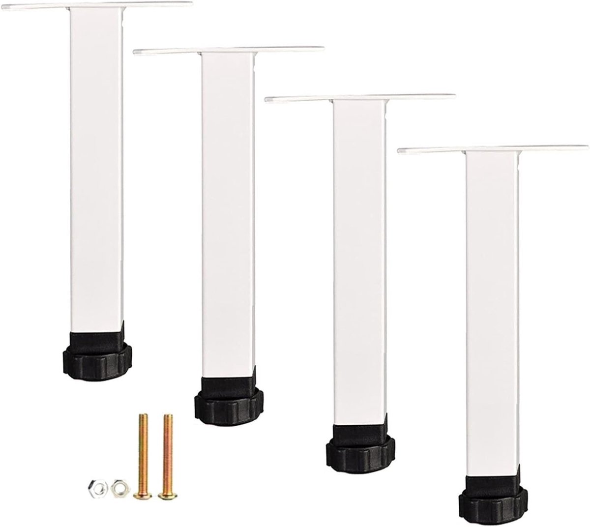 Metalen Tafelpoten - Meubelpoten Set - Meubels Verhogen - Verstelbare Hoogte - 30 cm - Wit