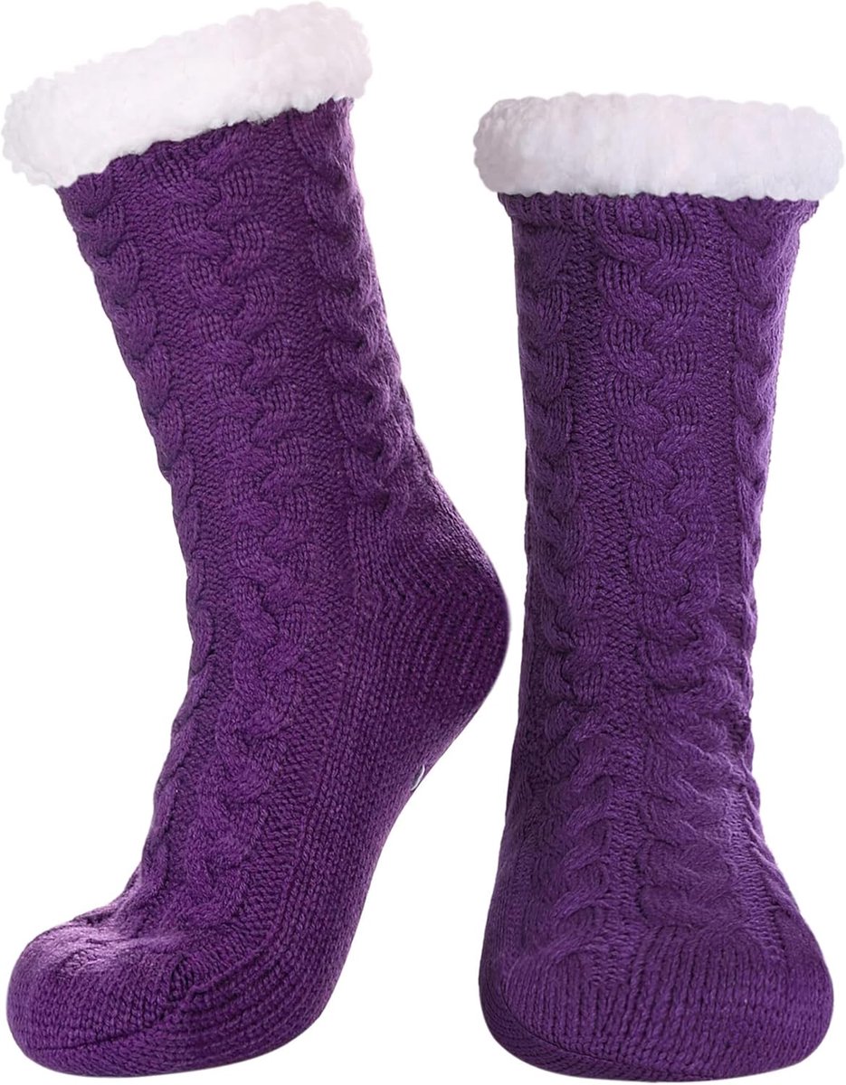 Warme Huissokken - Comfortabele Sokken - Ontspannen Thuis - Antislip Zolen - Unisex Maat - Grijs