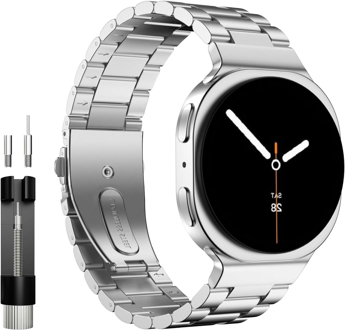 Stijlvolle metalen band voor Samsung Galaxy Watch 8 en Classic 46mm, Rvs horlogeband zonder kieren, geschikt voor mannen en vrouwen