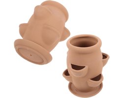 Aardbeienpotten Terracotta - Bloempotten Vakken - Planten Binnen Buiten - Ontwerp Meerdere Openingen - 19 x 15 x 15 cm