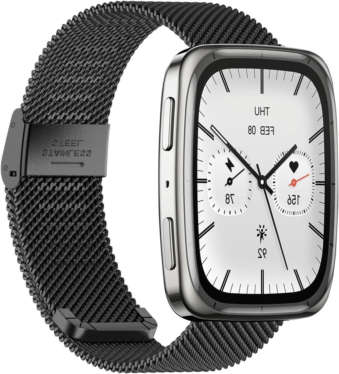 Verstelbare RVS Vervangband voor Smartwatch, Geschikt voor Vierkante Modellen, Duurzaam en Stijlvol