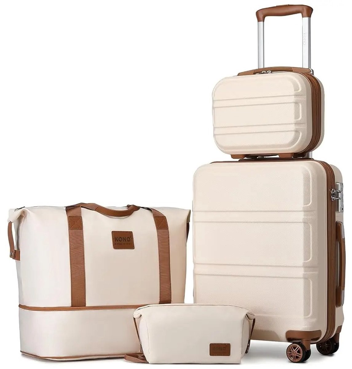Geargalaxy 4-Delige Kofferset - Bagageset - Trolley set - Reisbagage set - Reisset - Luggage set - Handbagage - 4-Delige - Beige