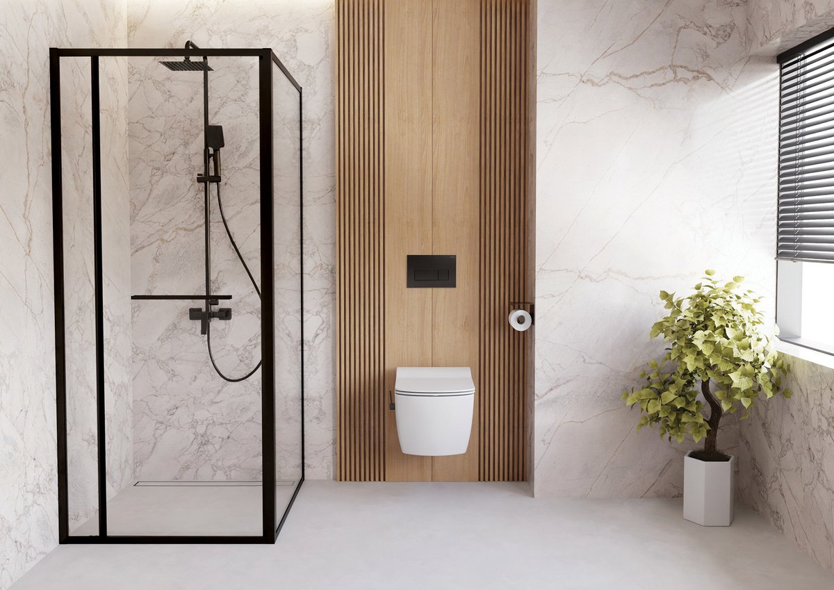 Deante Blur KQB_N099P douchecabine zwart 90x90 cm - Unieke draai schuifdeur - Antikalk Nano Coating
