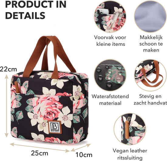 Brisby 4 Laags Geïsoleerde Koeltas - Lunchtas - Kolftas 4 liter - Bloemetjes van Brisby — afbeelding 4
