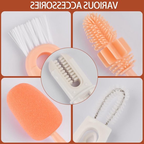 2 Pcs Water Bottle Brushes Set met Lange Handgreep - Verwijderbare Spons Kop Borstel voor Mokken - Multifunctionele Fleswassen Borstels voor Wijn Glazen - Baby Fles - Koffiepannen — afbeelding 5