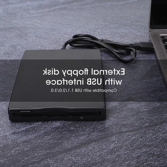 Externe Floppy Drive - Draagbare Schijf - Bestanden Overzetten - USB Aangedreven - 35 inch - Zwart van Merkloos — afbeelding 4