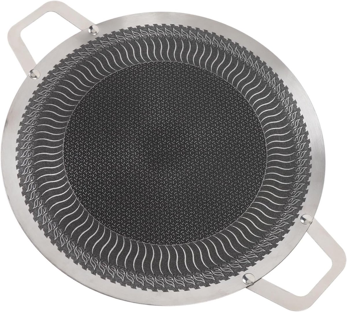 Grillpan Ronde Plaat BBQ Bakplaat Buiten Koken Dubbele Handgrepen 34cm Diameter