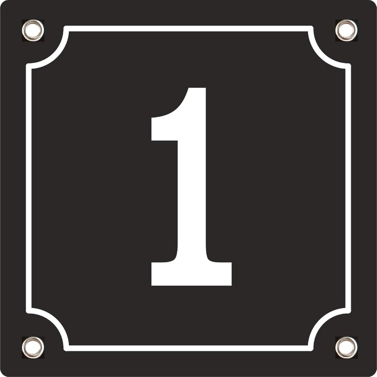 Huisnummer Emaille - Nummerbord Woonhuis - Voordeur Aankleding - Traditioneel Handgemaakt - 10x10cm - Zwart Wit