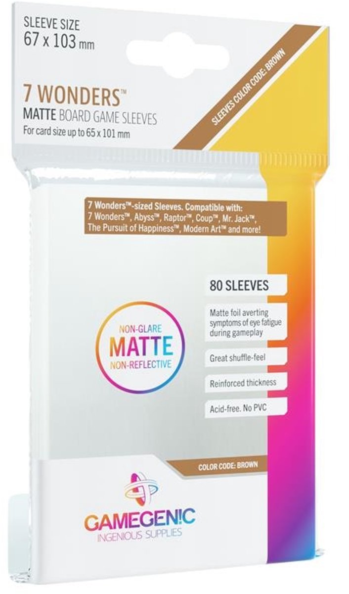 Board Game Sleeves 'Non-Glare Matte Brown' 67 x 103 mm (80ST) - Accessoires