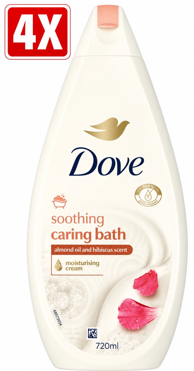 4 x Dove Bad - 720ml - soothing almond oil and hibiscus scent