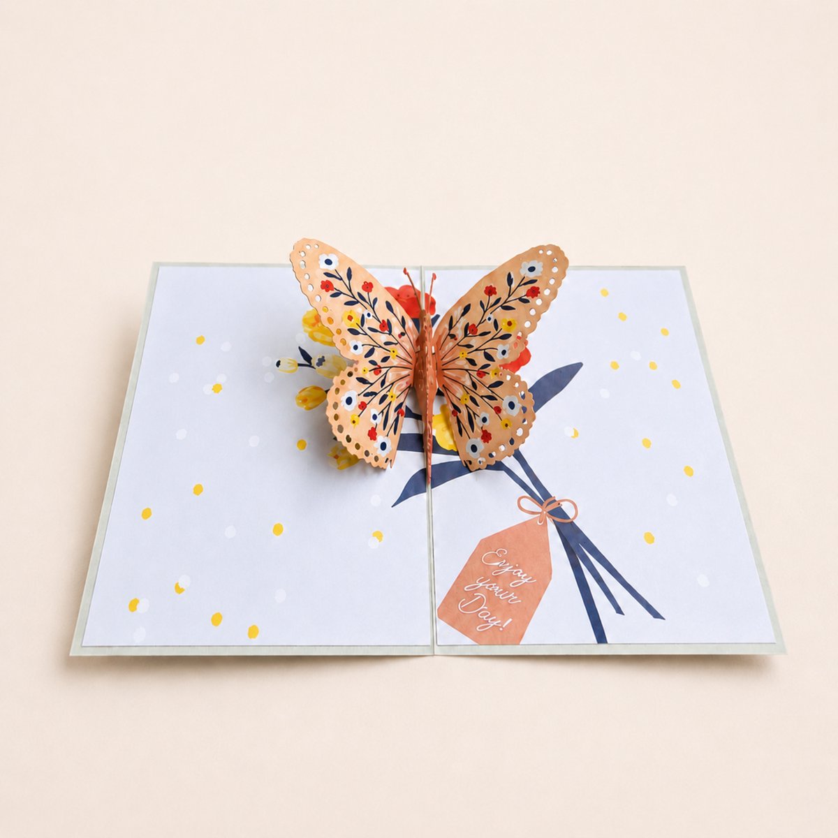 Paperbloom - Pop Up Verjaardagskaart Vlinder -Happy Birthday Wenskaart - Grijze Felicitatie Wenskaart