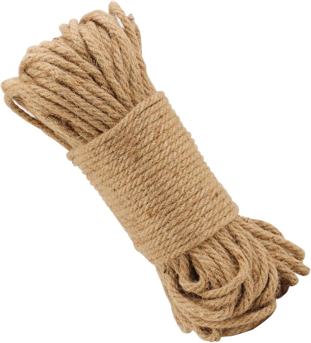 Natuurlijke Jute Touw 60m x 8mm, Dikke Gevlochten Touw voor Krabpaal, Luggage en Handwerk Projecten