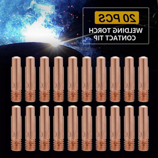 Welding Contact Tips voor MIG MAG Lasapparatuur - 20 Stuks Koper Contactpunten voor Efficiënt Lassen — afbeelding 2