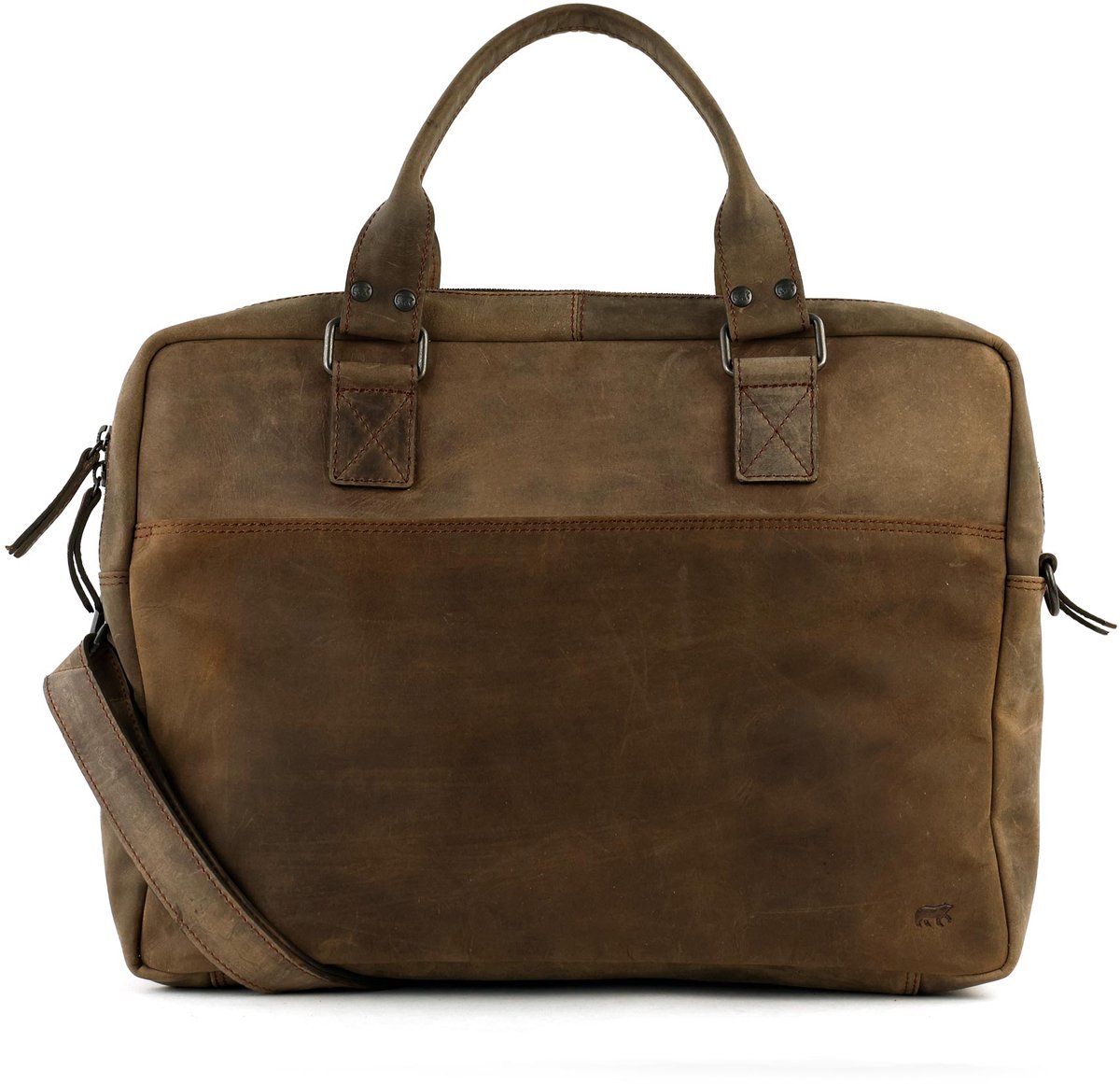 Bear Design Leandro Dark Nature Leren Laptoptas - 15 inch - Bruin