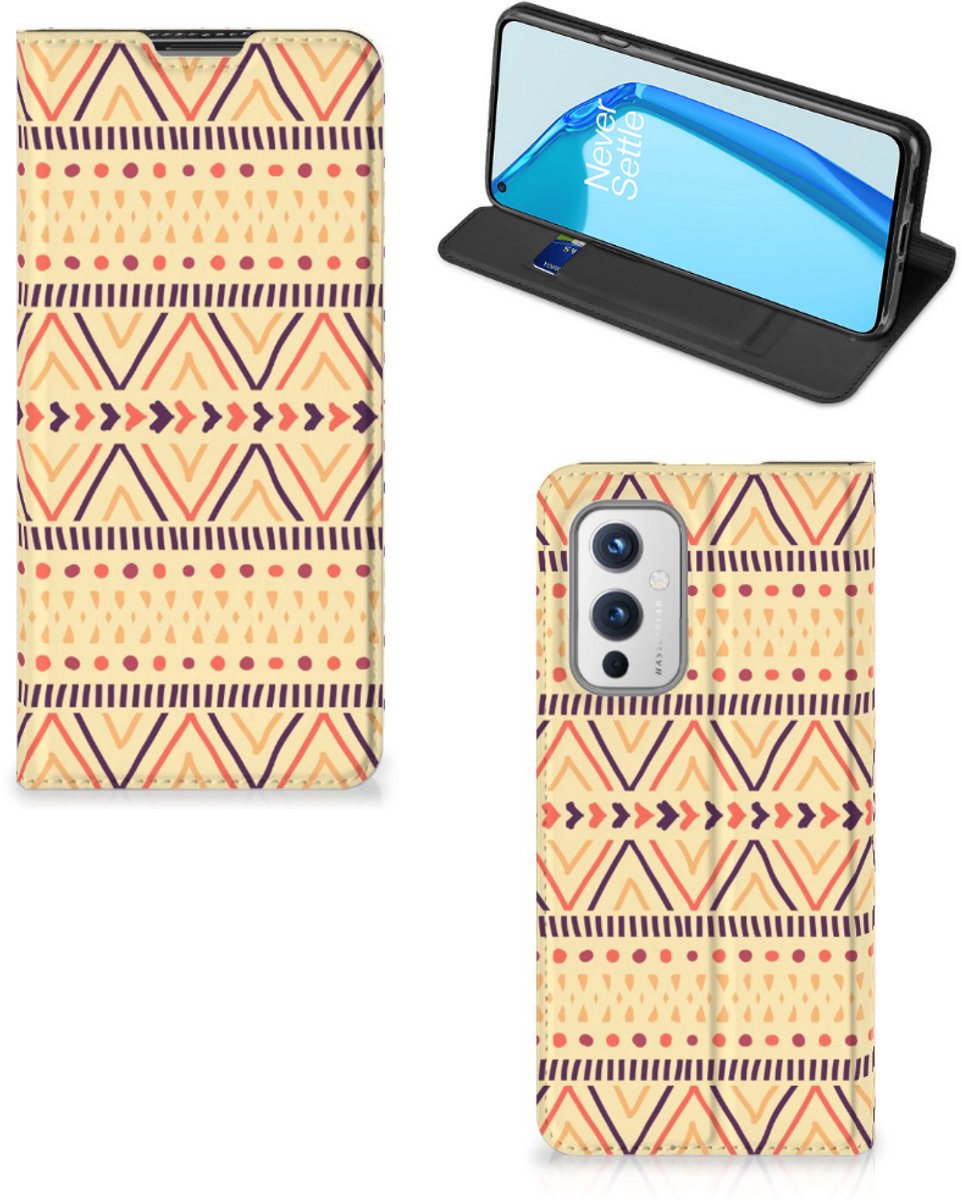 Standcase Hoesje voor OnePlus 9 Hoesje met Magneet Aztec Yellow
