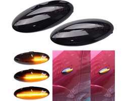 Dynamische LED Richtingaanwijzers - Smoked - Voor Toyota Yaris / Rav 4 / Corolla / Auris - Plug & Play Knipperlichten Zijkant - Set van 2 Knipperlichten met LED streep - Flowing Water Effect
