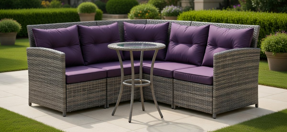Luxe L-Vormige Loungeset voor Tuin en Patio – 2 Zitzitkussens – Weerbestendig Poly Rattan – Comfortabele Outdoor Sofa – MedaHomeStore