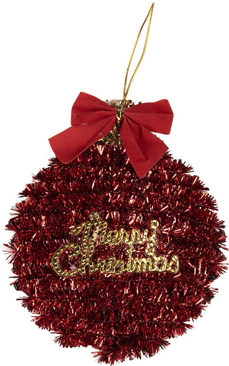 Clayre & Eef Kersthanger Kerstbal 12x4x14 cm Rood Kunststof
