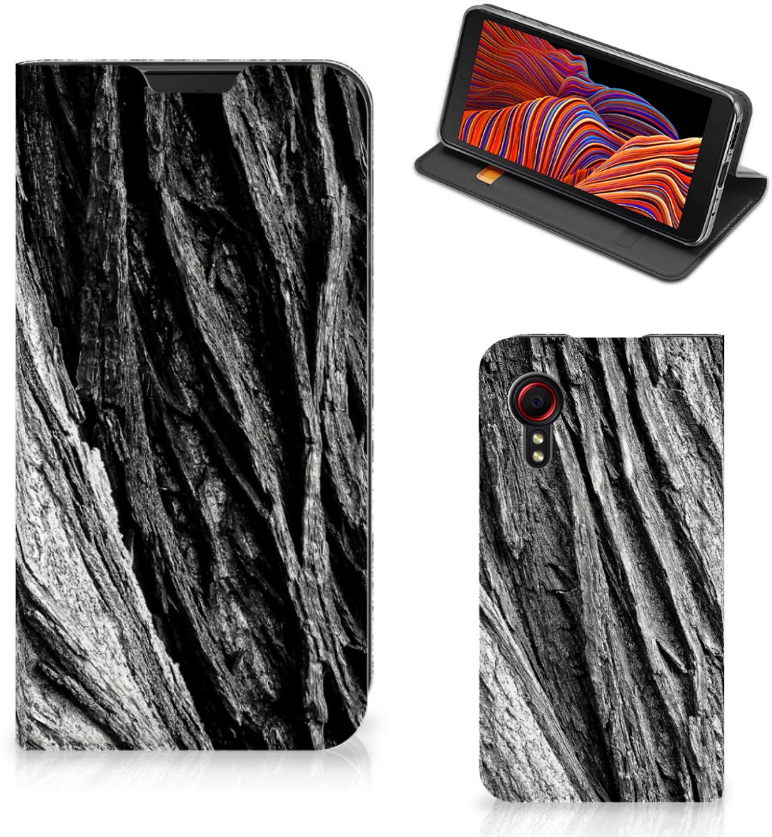 Book Wallet Case Samsung Galaxy Xcover 5 Boomschors Grijs
