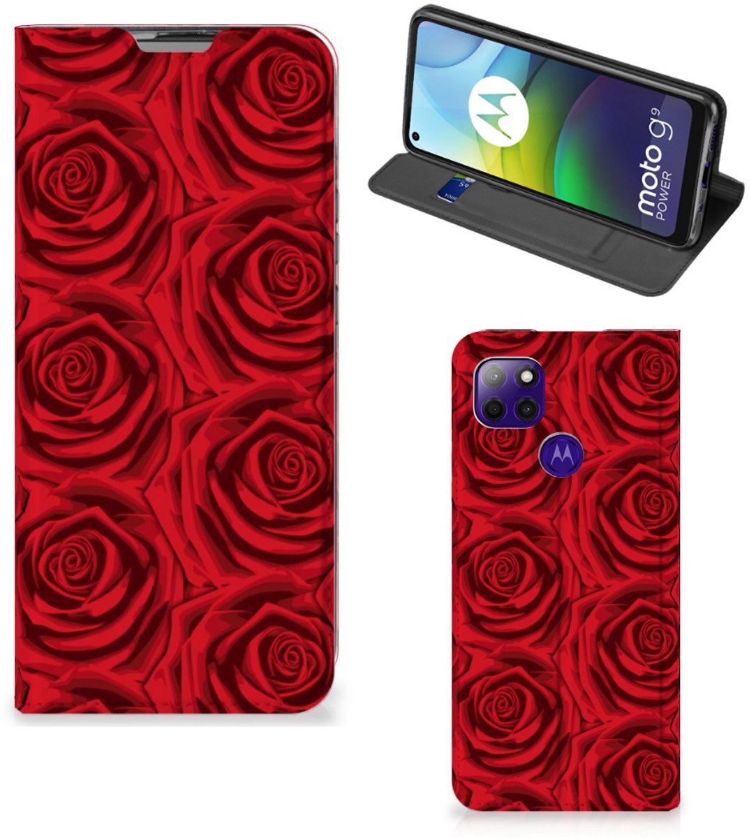 Motorola Moto G9 Power Smart Cover Red Roses