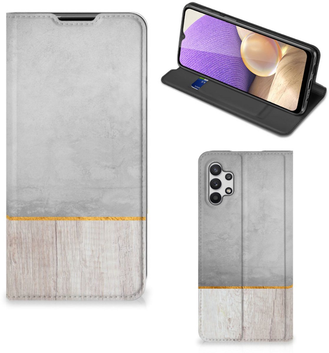 Samsung Galaxy A32 5G Book Wallet Case Wood Concrete