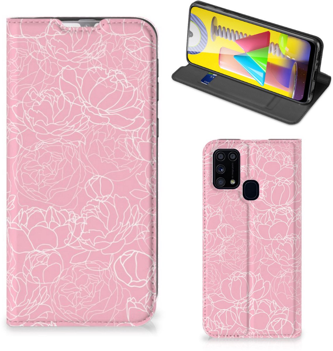 Samsung Galaxy M31 Smart Cover White Flowers