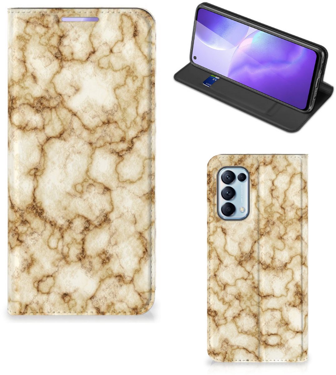 OPPO Find X3 Lite Standcase Marmer Goud