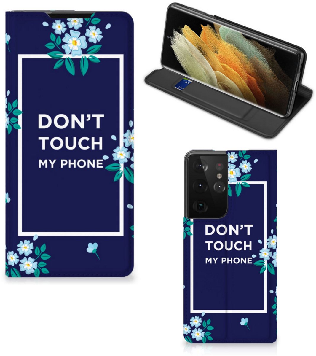 Samsung Galaxy S21 Ultra Design Case Flowers Blue DTMP