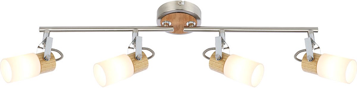 Spot strip plafondlamp hout licht spot spot woonkamer, 4 vlammen spots beweegbaar metaal h