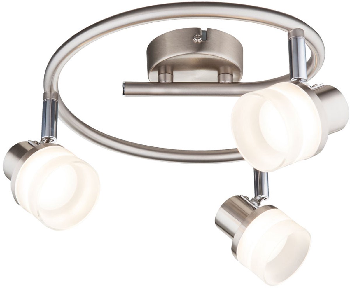 Plafondlamp Spotverlichting Woonkamerlamp LED-spot verstelbaar, chroom acryl, draaibare spots, 3x 3,5W 190lm warm wit, DxH 26 x13,9 cm