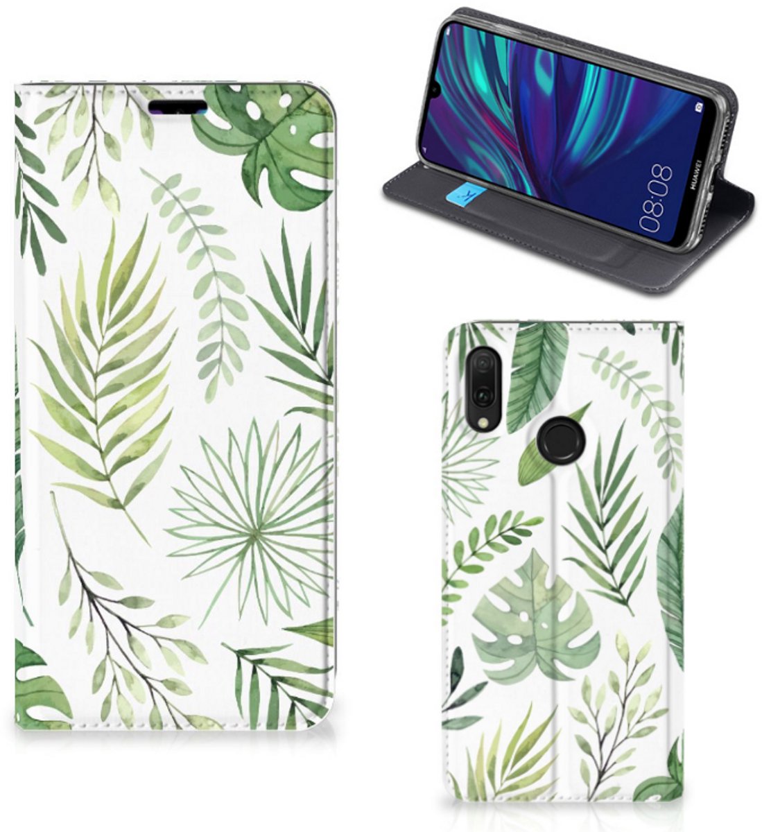Huawei Y7 hoesje Y7 Pro (2019) Smart Cover Leaves