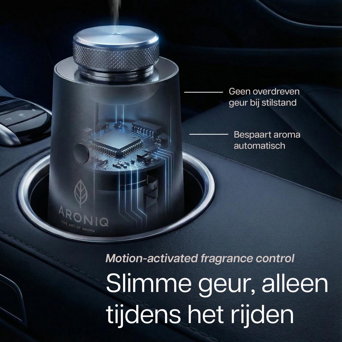 ARONIQ Luxe Aluminium Aroma Diffuser – Waterloos & Draadloos – Ambient light & Smart App – Aromatherapie Geurverspreider Auto & Huis – Trillingssensor – Incl. Signature Fragrance (Etherische Olie) – Moonstone Grey — cadeau in Cadeau-ideeën - foto 8