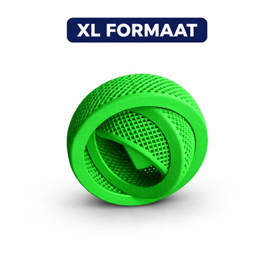 XL groene fidget bal, 7 cm, met rasterpatroon en verdraaibare ringen.