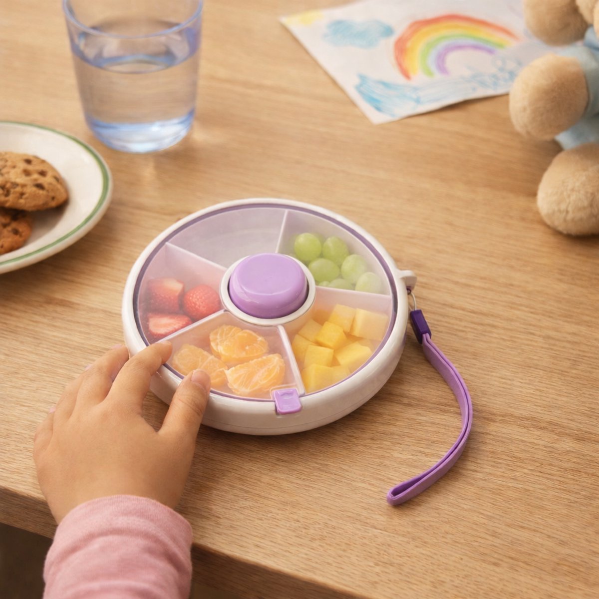 Duvision Spinner Snackbox - Stevig - Roterend - 5 vakken - Paars