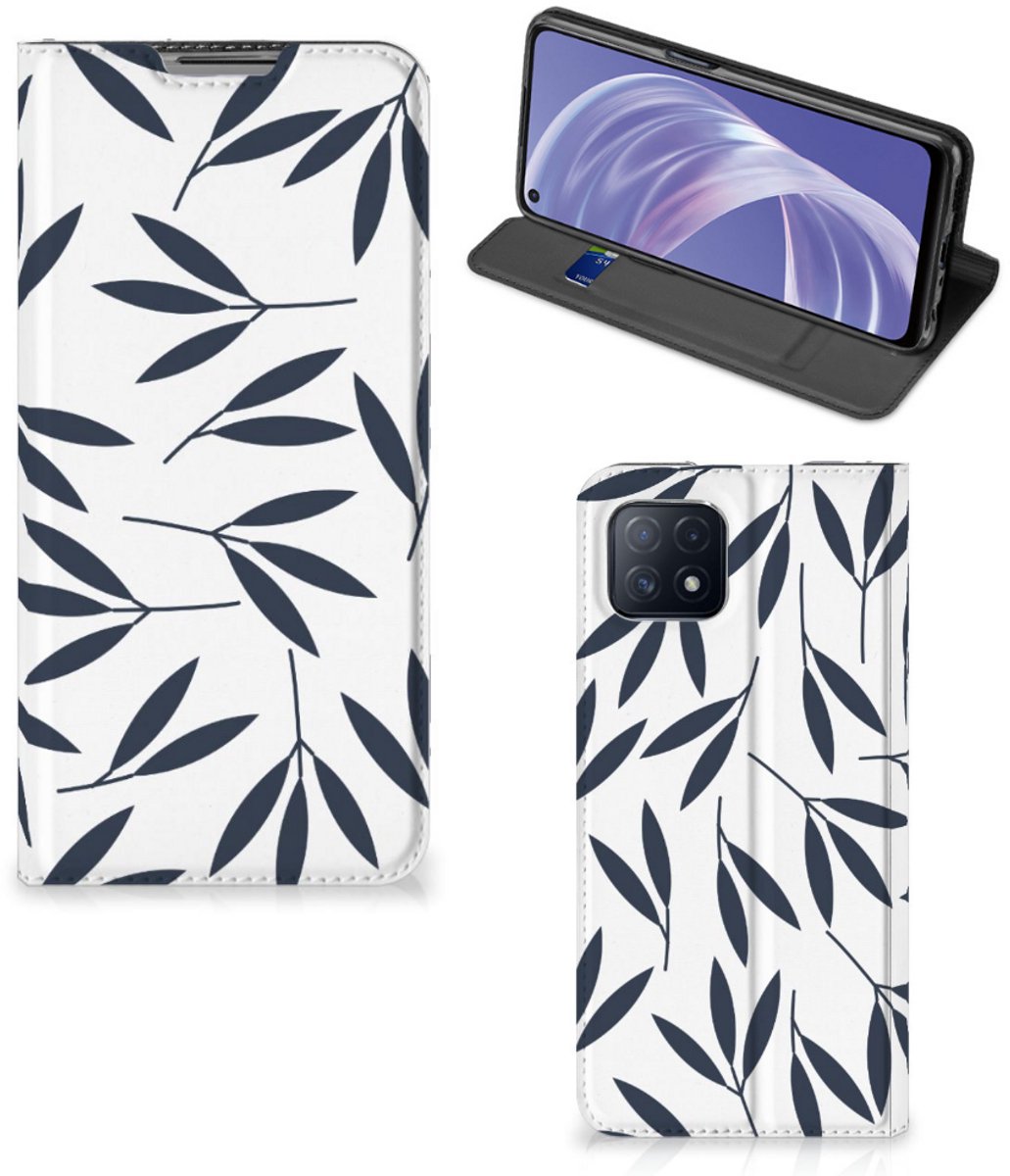 OPPO A73 5G Smart Cover Leaves Blue
