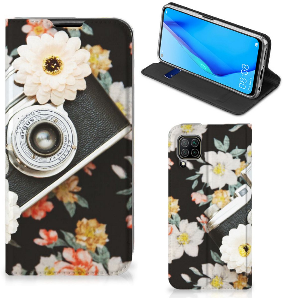 Huawei P40 Lite Stand Case Vintage Camera