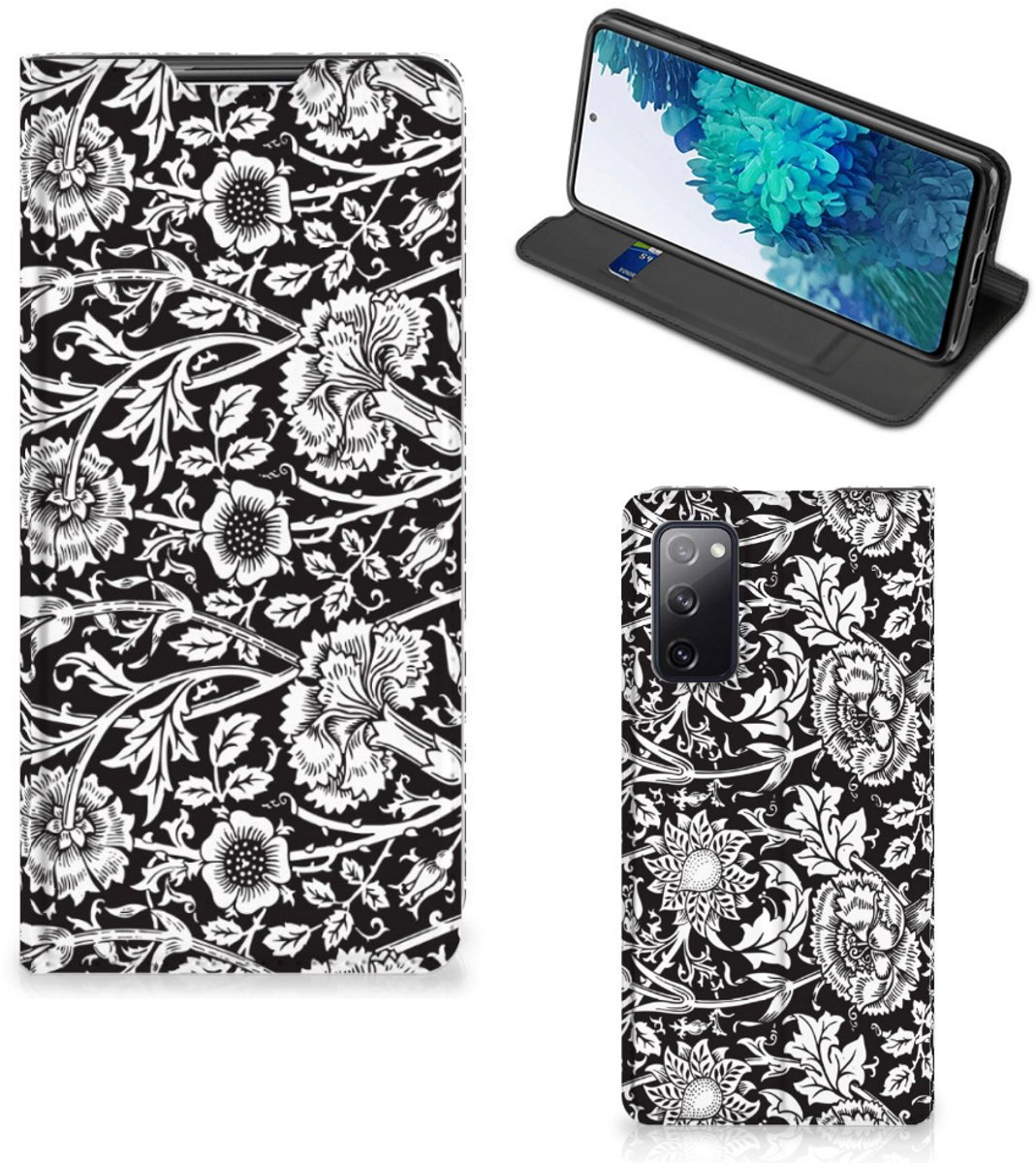 Samsung Galaxy S20 FE Smart Cover Black Flowers