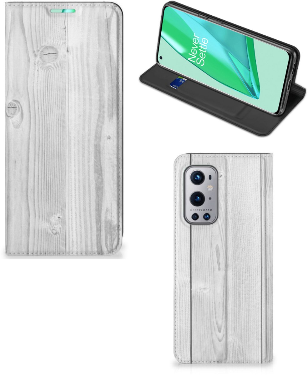OnePlus 9 Pro Book Wallet Case White Wood