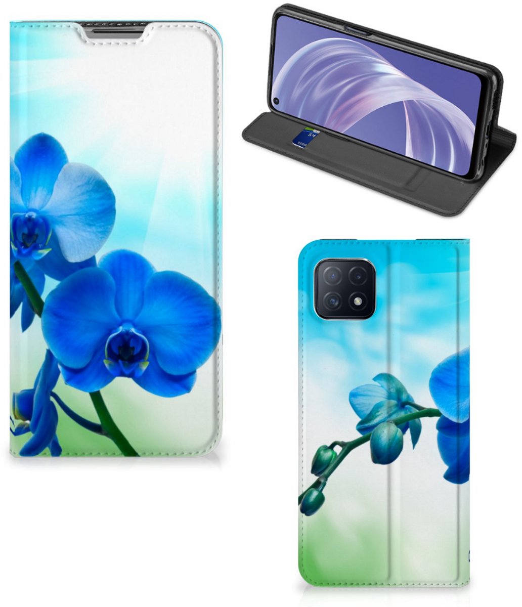 OPPO A73 5G Smart Cover Orchidee Blauw - Cadeau voor je Moeder