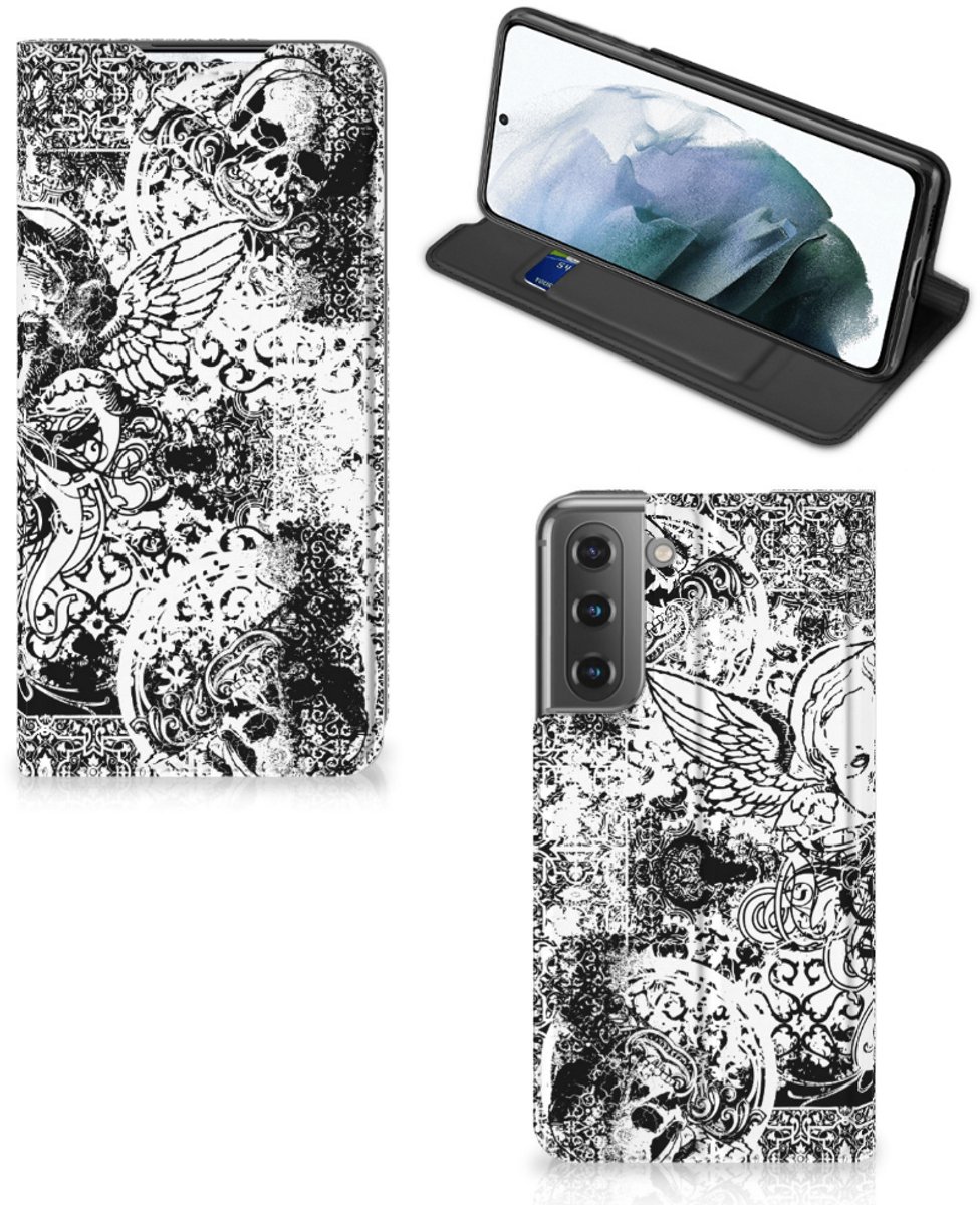 Mobiel BookCase Samsung Galaxy S21 FE Skulls Angel