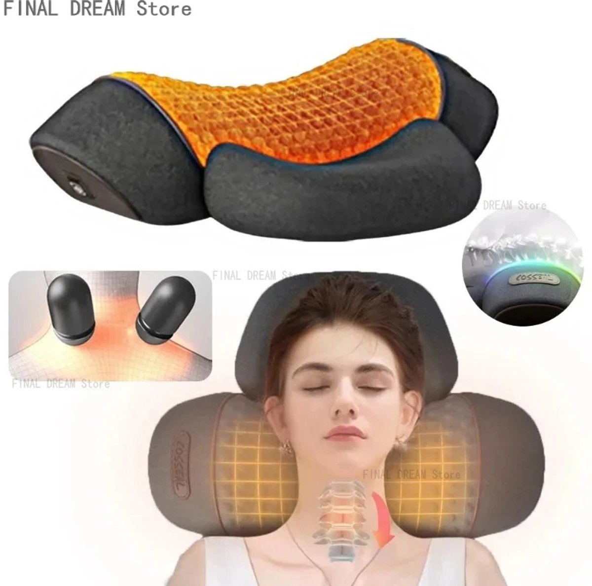 JAQZY Massage - Nekkussen - Elektrisch - Ontspanning - Trillingen - Verwarming - Drie Vibratiestanden - Drie niveaus van Warmte