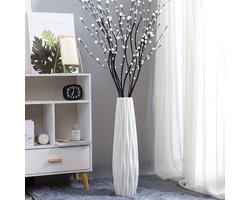 Grote vloervaas - Hoge, minimalistische hydroponische kunststof vaas in imitatie keramiek - Europese stijl,58cm hoog