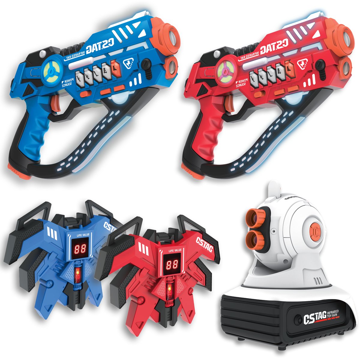 Savorelle® Lasergame Set voor Kinderen - Volwassenen - 2 Spelers - Oplaadbaar Speelgoed Pistool - Laserguns - Lasershoot - 2 Laserguns en 2 Vesten en 1 Projector - Binnen en Buiten - Groepsspel