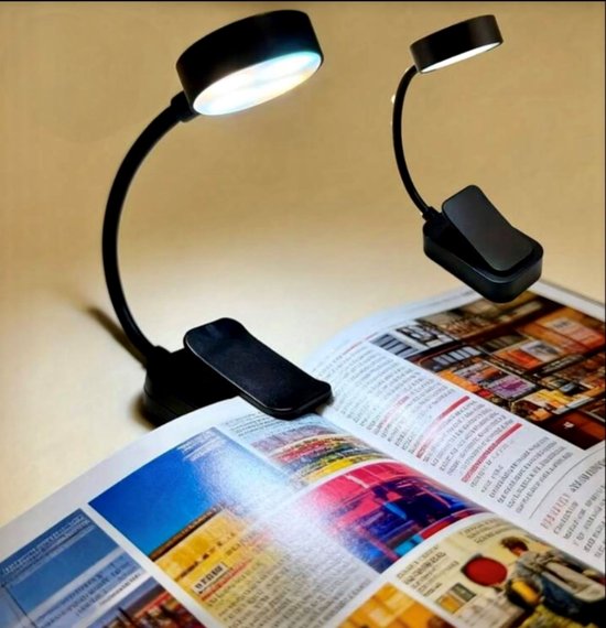 leeslamp-inclusief batterijen-3 verlichtingsstanden en oogbeschermin-verlichting-360° flexibele opklikbare boeklamp-boekenlegger-bed-bedlamp van Merkloos — afbeelding 4